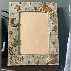 Vintage Celestial Picture Frame Stars Moon & Comet Plaster Whimsigoth 9x7